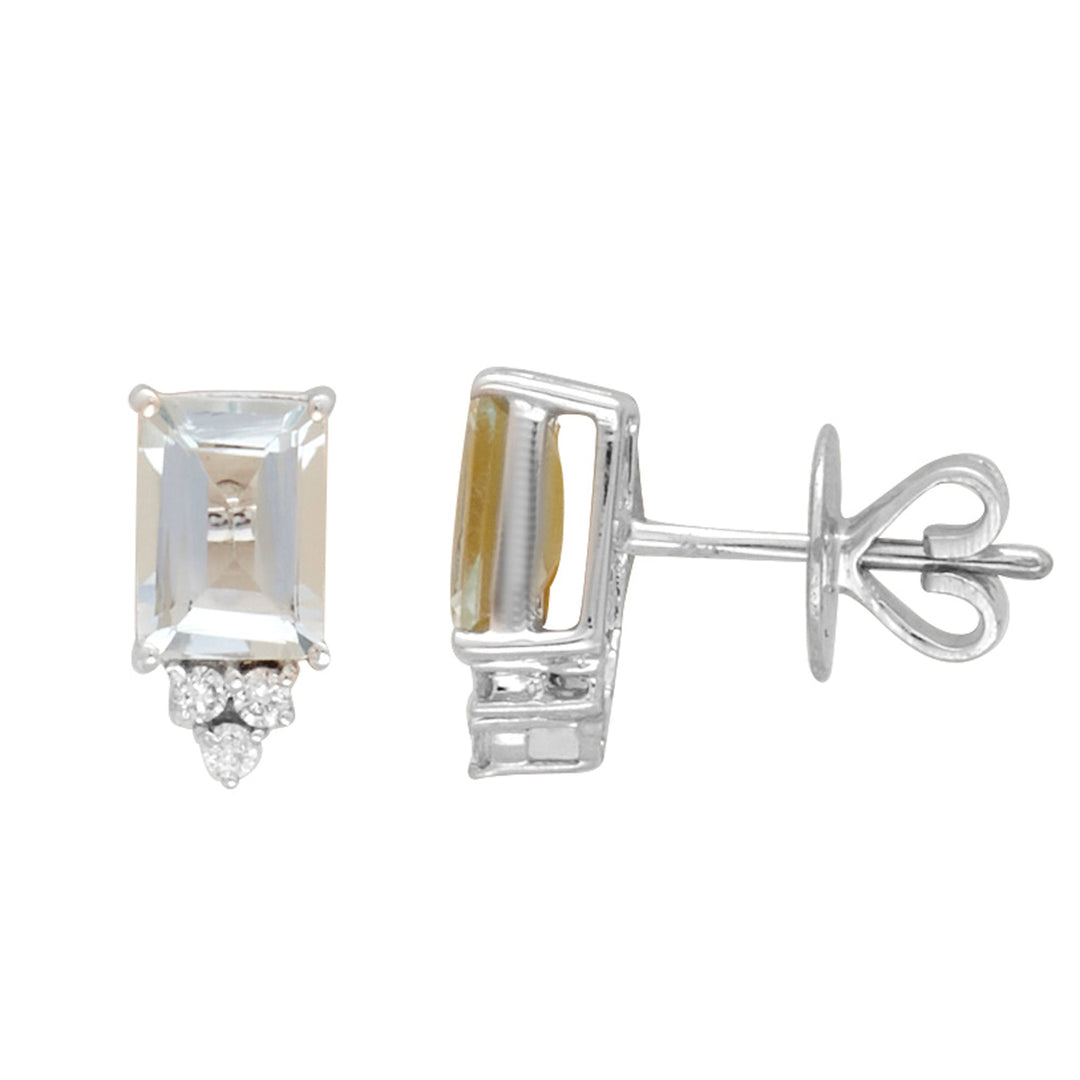 Gold Plain Aquamarine Semiprecious studs-GTSP696