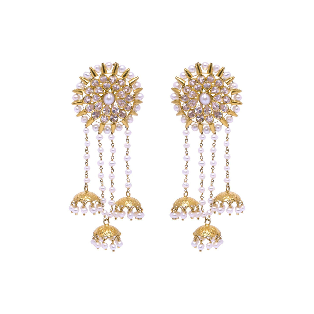 Gold -Floral Jhumka Earrings -GTPS899 KrishnaPearlsandJewellers