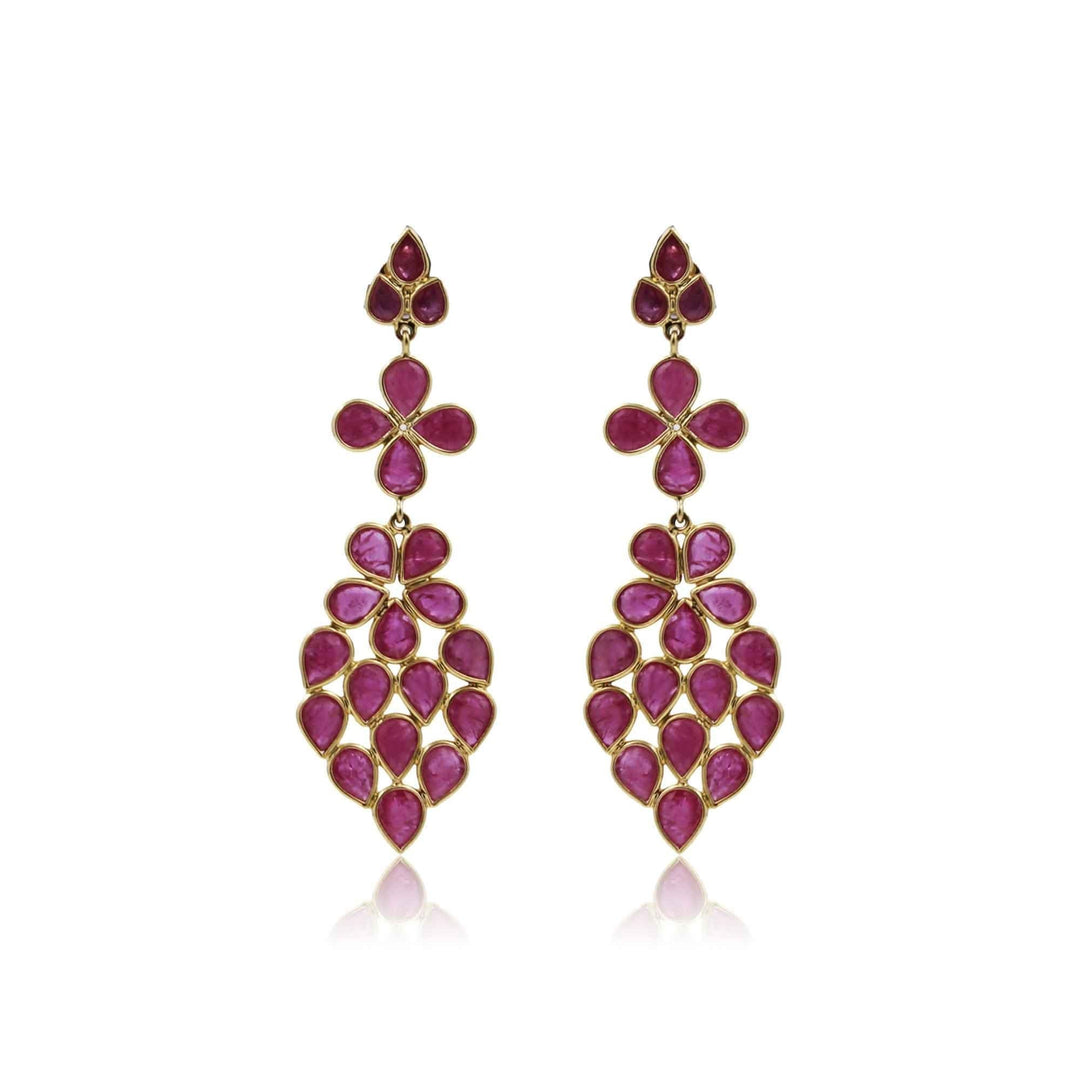 Gold -Flower Earrings -GTR0588 KrishnaPearlsandJewellers