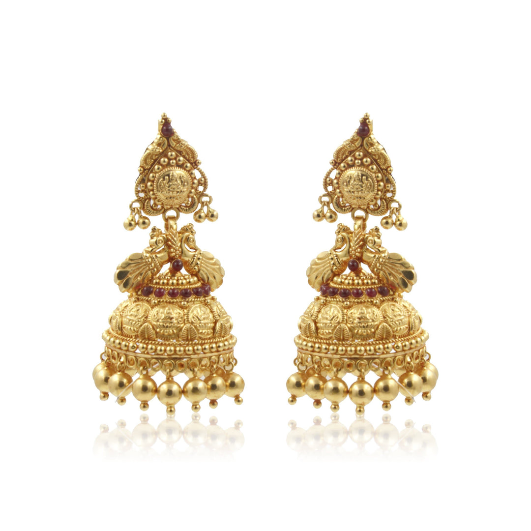 Gold -Lakshmi Devi -Jhumkas -PGT0444 KrishnaPearlsandJewellers
