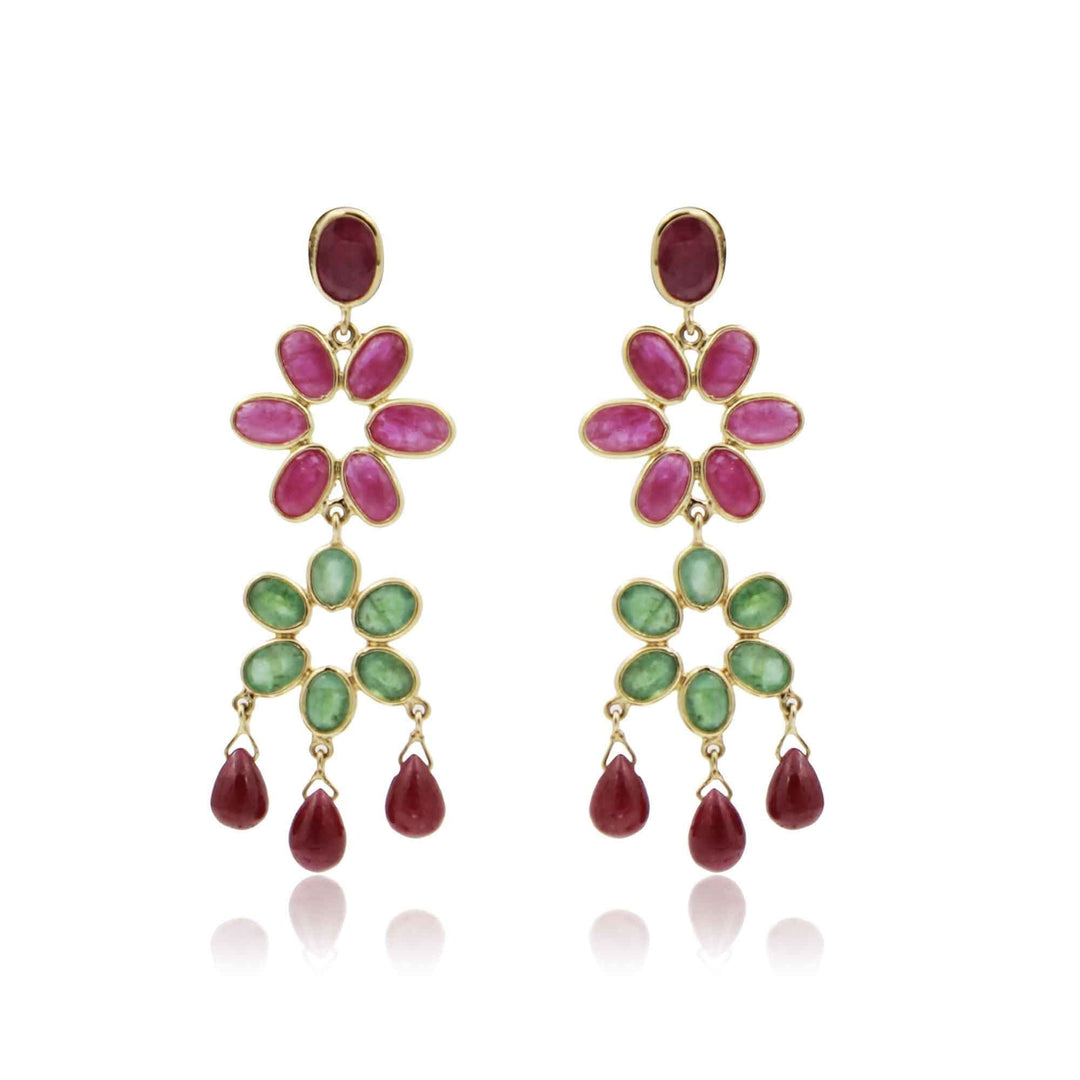 Gold -Multi Stones Earrings -GTMS471 KrishnaPearlsandJewellers