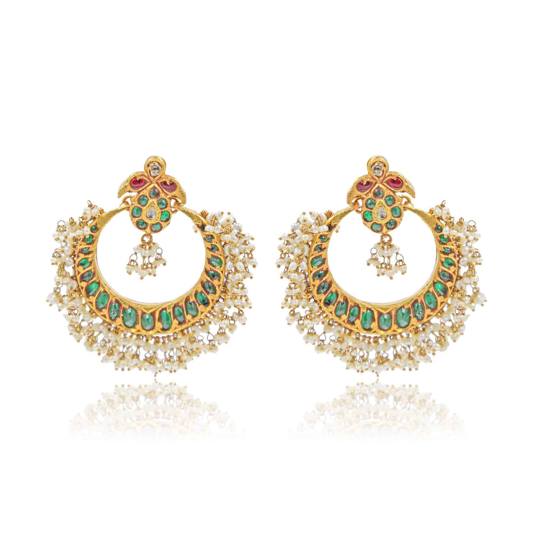 Gold Chandbali -Pearls -GTP0634 KrishnaPearlsandJewellers