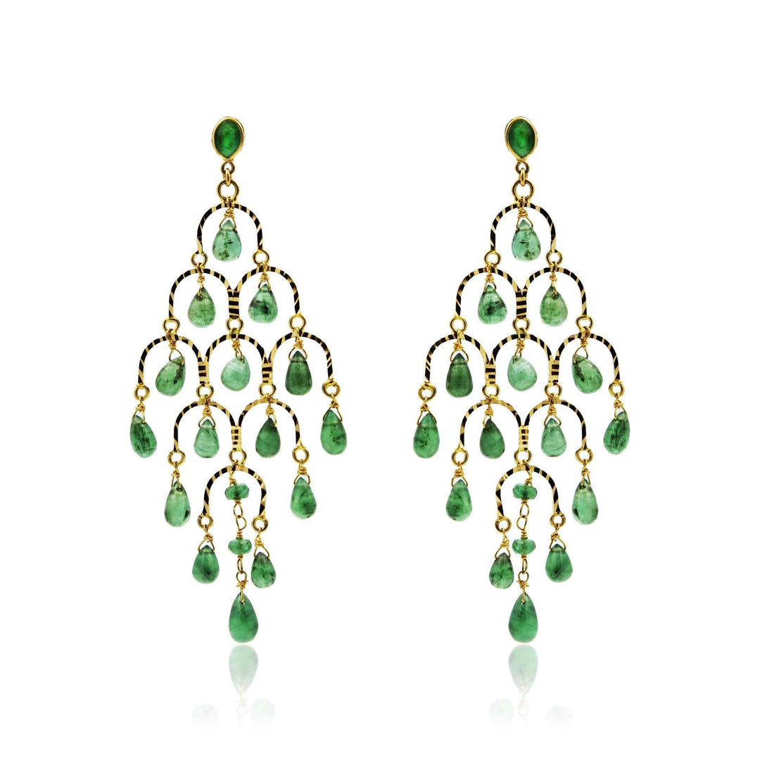 Gold Chandelier Earrings -GTE0577 KrishnaPearlsandJewellers