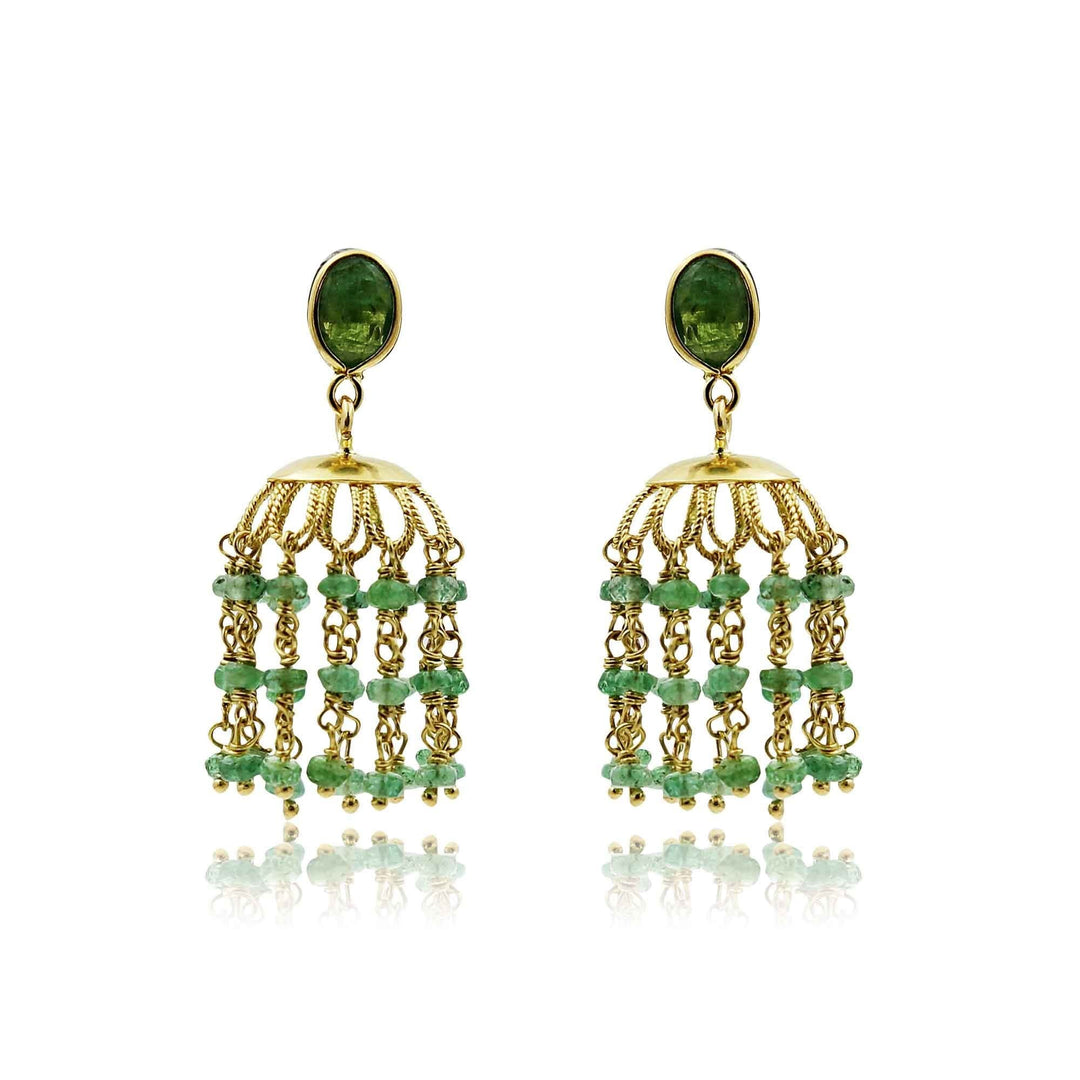 Gold Emerald Jhumkas -GTJH990 KrishnaPearlsandJewellers