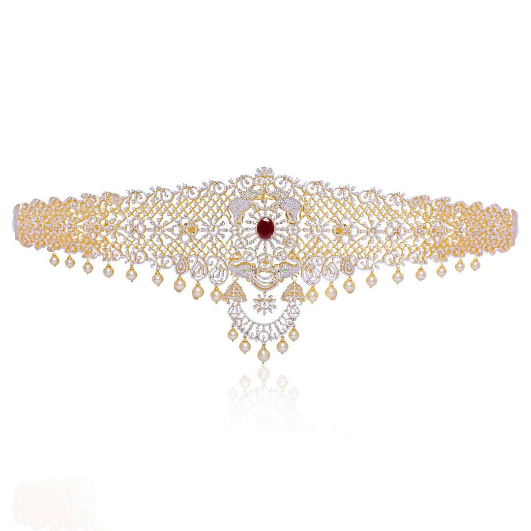 Gold Vaddanam with Elephant Design -BLT101 KrishnaPearlsandJewellers