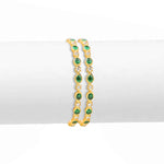Load image into Gallery viewer, Gold with Diamond and Emerald Bangles - GNE0028 KrishnaPearlsandJewellers