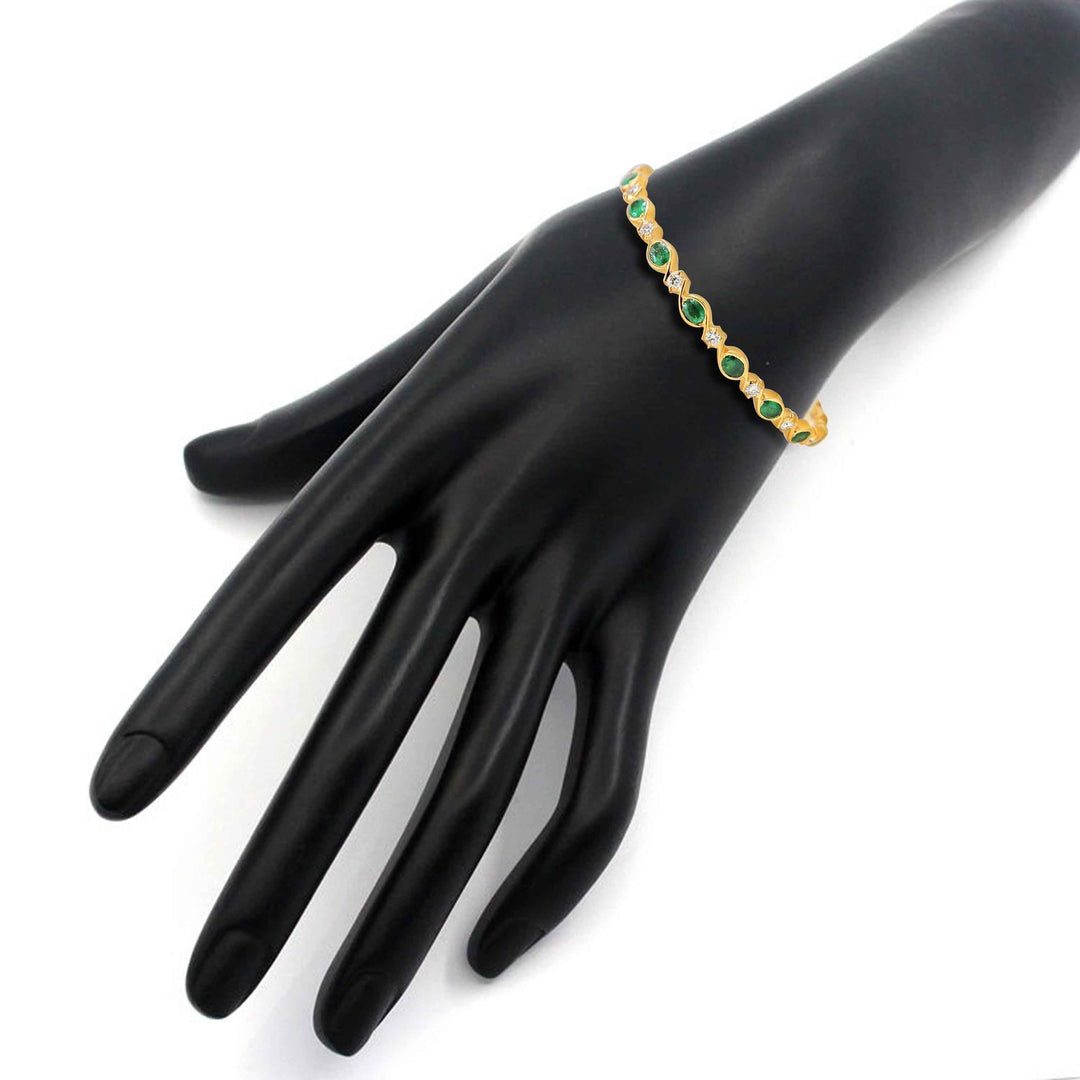 Gold with Diamond and Emerald Bangles - GNE0028 KrishnaPearlsandJewellers