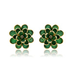 Load image into Gallery viewer, Gold with Diamond and emerald petal Earrings-GTE0588 KrishnaPearlsandJewellers