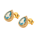 Load image into Gallery viewer, GOLD SEMI PRECIOUS DIAMOND WITH BLUE TOPAZ TOPS WITH PENDANT - GPSM458