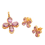 Load image into Gallery viewer, GOLD SEMI PRECIOUS AMETHYST WITH DIAMOND TOPS WITH PENDANT - GPSM434