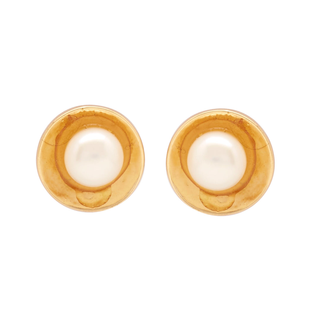 White Pearl Stud Earrings-T3087