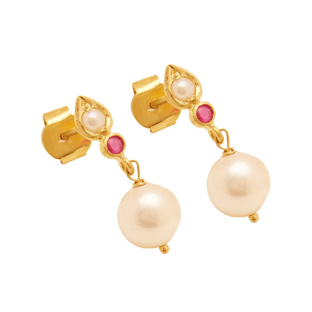 GOLD RED STONE CULTURE PEARL TOPS - GTCU181