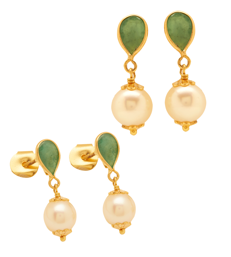 GOLD EMERALD CULTURE PEARL TOPS - GTCU160