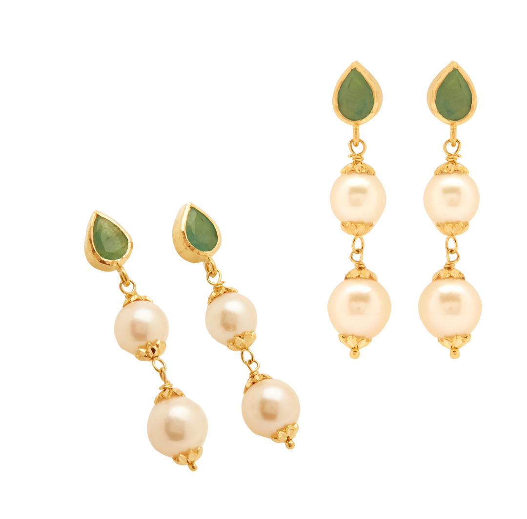 GOLD GREEN STONE CULTURE PEARL TOPS - GTCU180