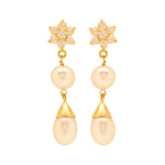 Load image into Gallery viewer, GOLD CZ WHITE PEARL TOPS - GTP2091