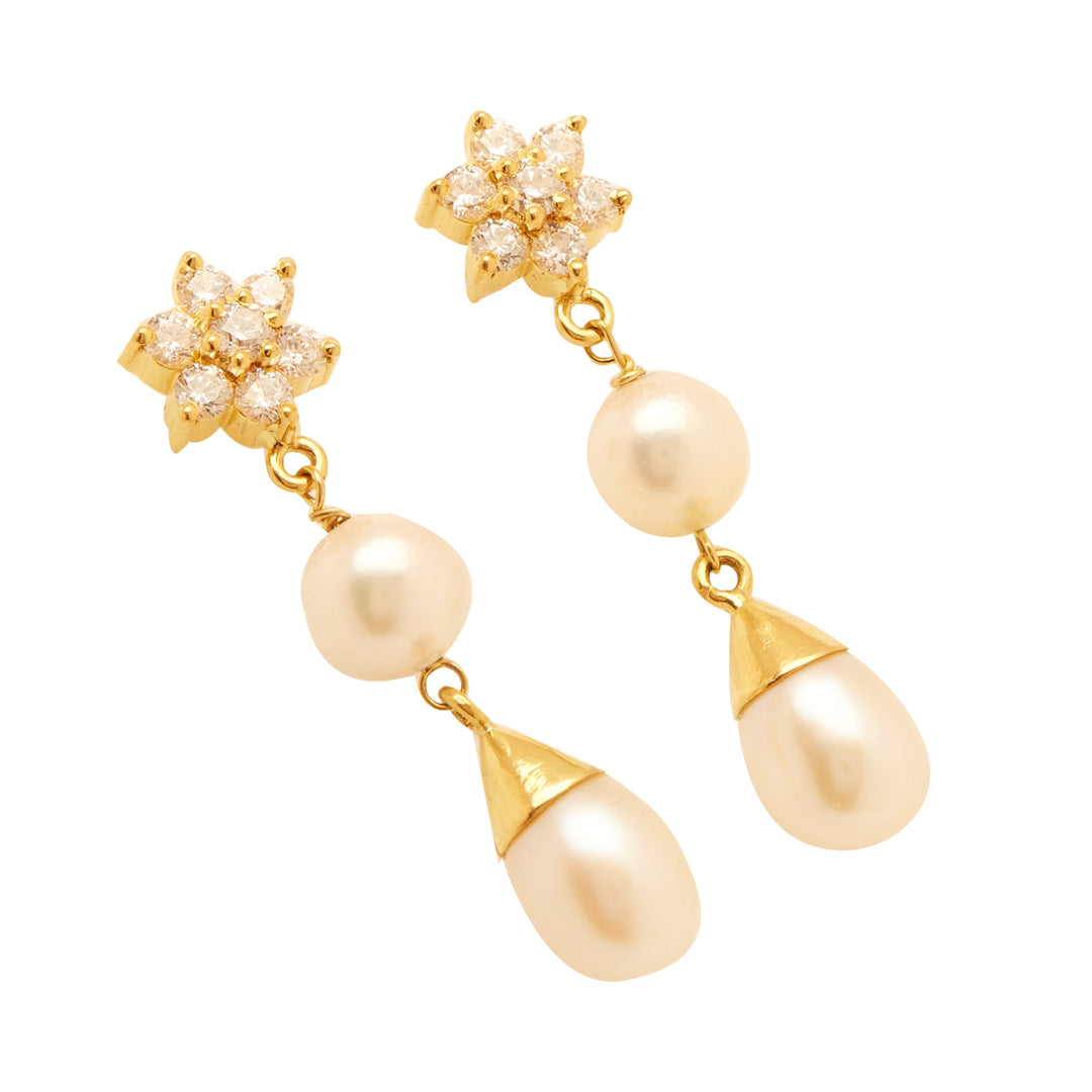 GOLD CZ WHITE PEARL TOPS - GTP2091