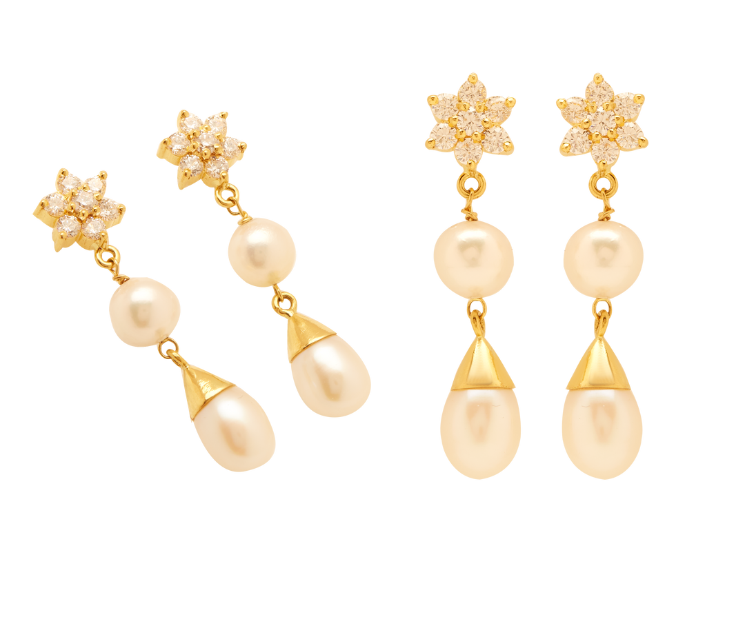 GOLD CZ WHITE PEARL TOPS - GTP2091