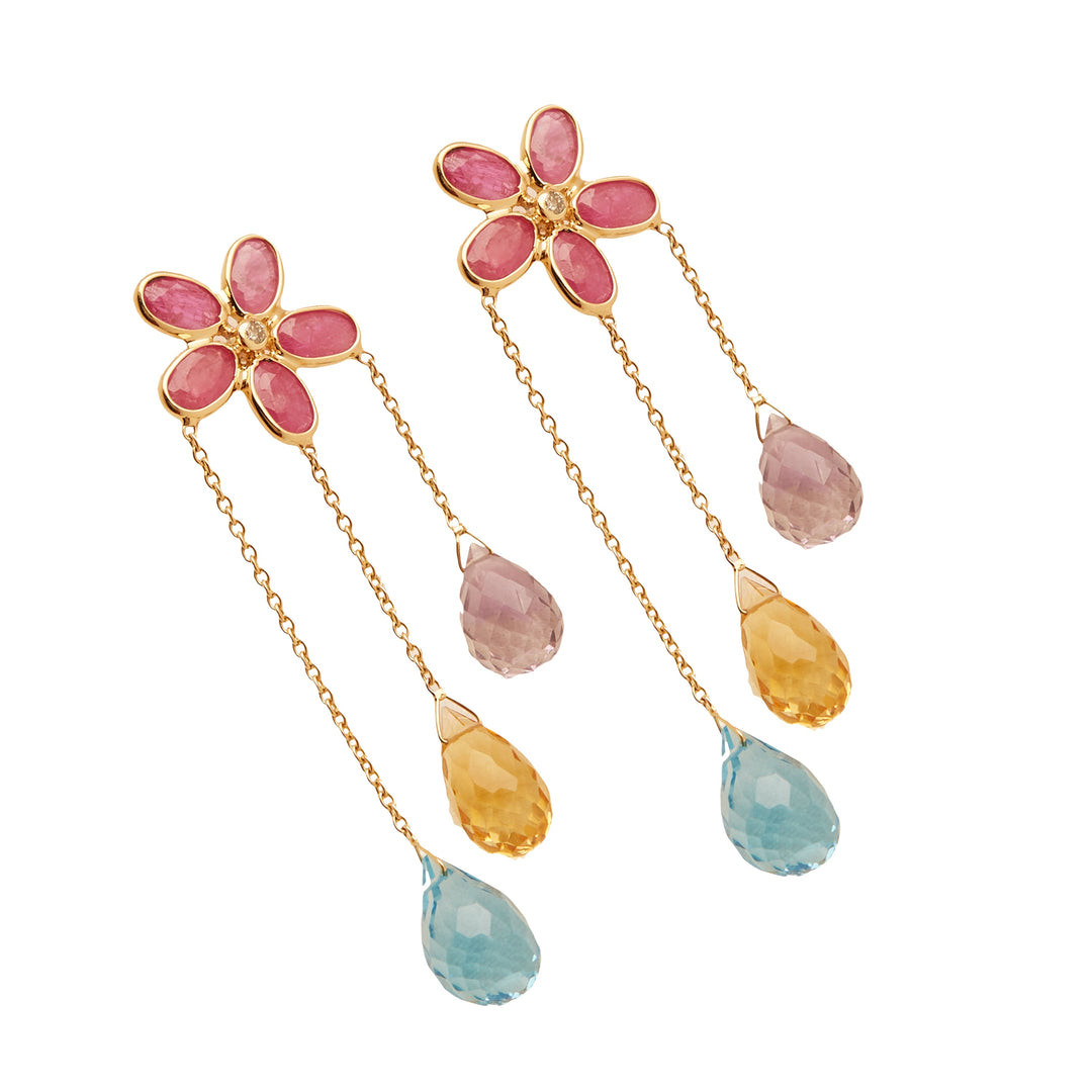 GOLD SEMI-PRECIOUS DIAMOND WITH MULTI STONE TOPS - GTSP495