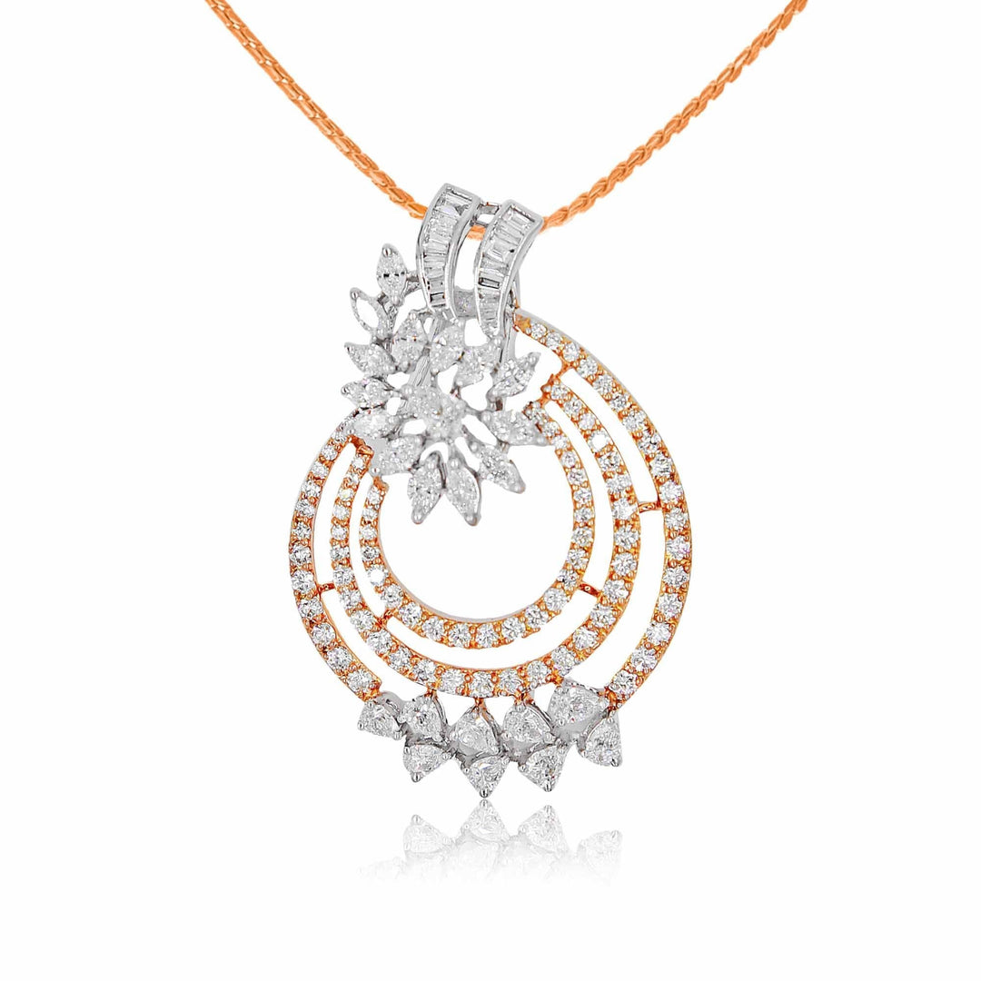 Leafy Diamond Pendant-GDD0579 KrishnaPearlsandJewellers
