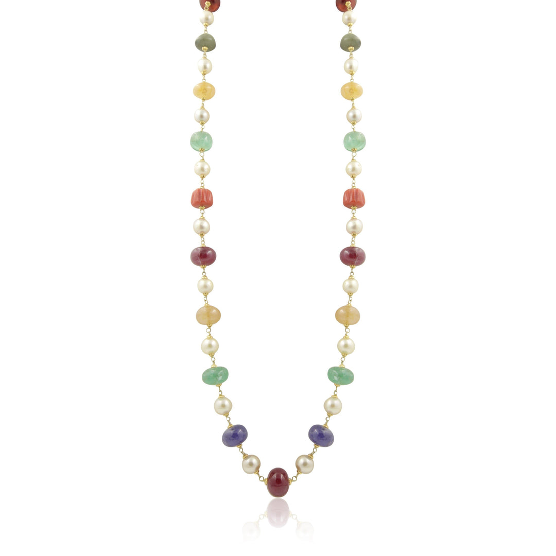 Navaratna Gold Chain - GCSS430 KrishnaPearlsandJewellers