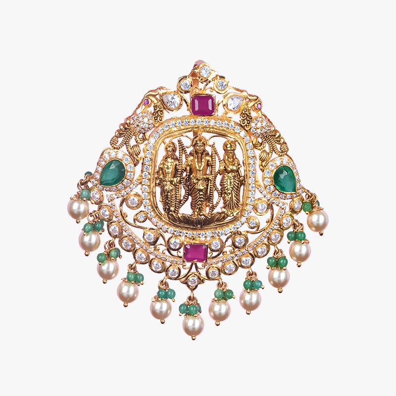 Plain Gold Pendant Multi Stone Yellow Gold Pgp0238