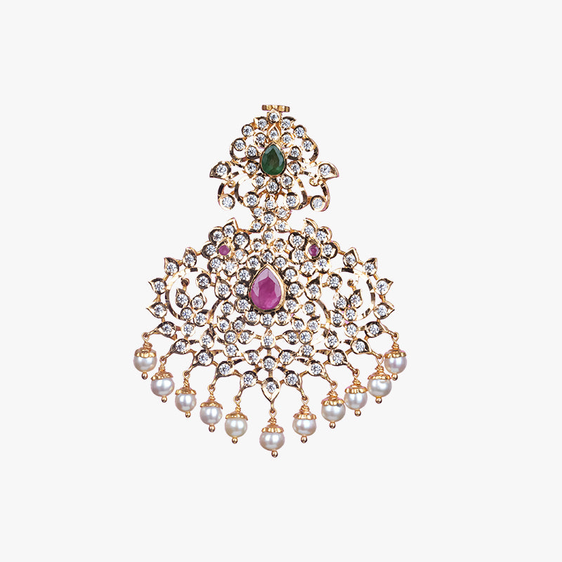 Plain Gold Pendant Multi Stone Yellow Gold Pgp0245