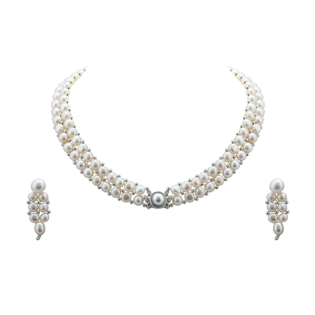 Pearl Choker -Earrings  - H2095 KrishnaPearlsandJewellers