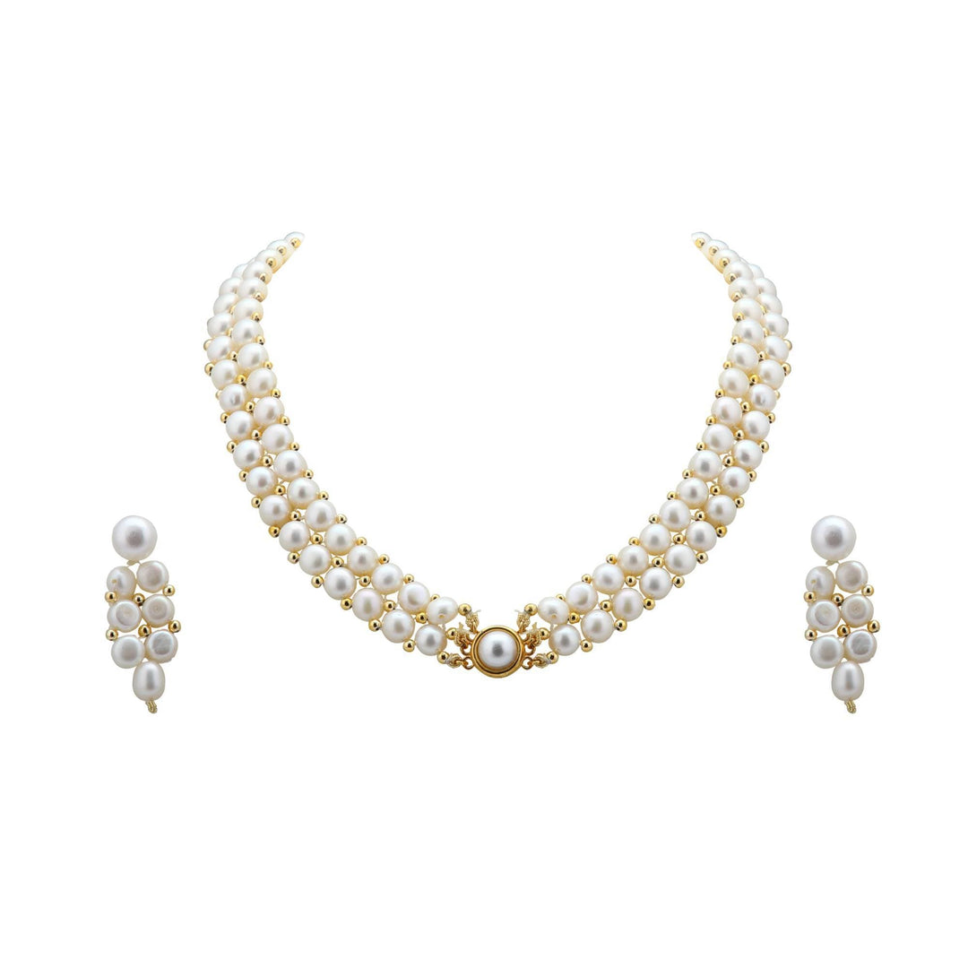 Pearl Choker Necklace - H2094 KrishnaPearlsandJewellers