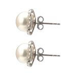 Load image into Gallery viewer, Pearl Earrings Studs with CZ Stones -T3649 KrishnaPearlsandJewellers