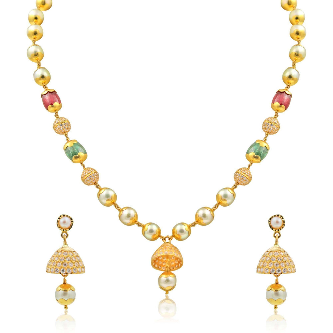 Pearl with Gold Set -GSPS922 KrishnaPearlsandJewellers