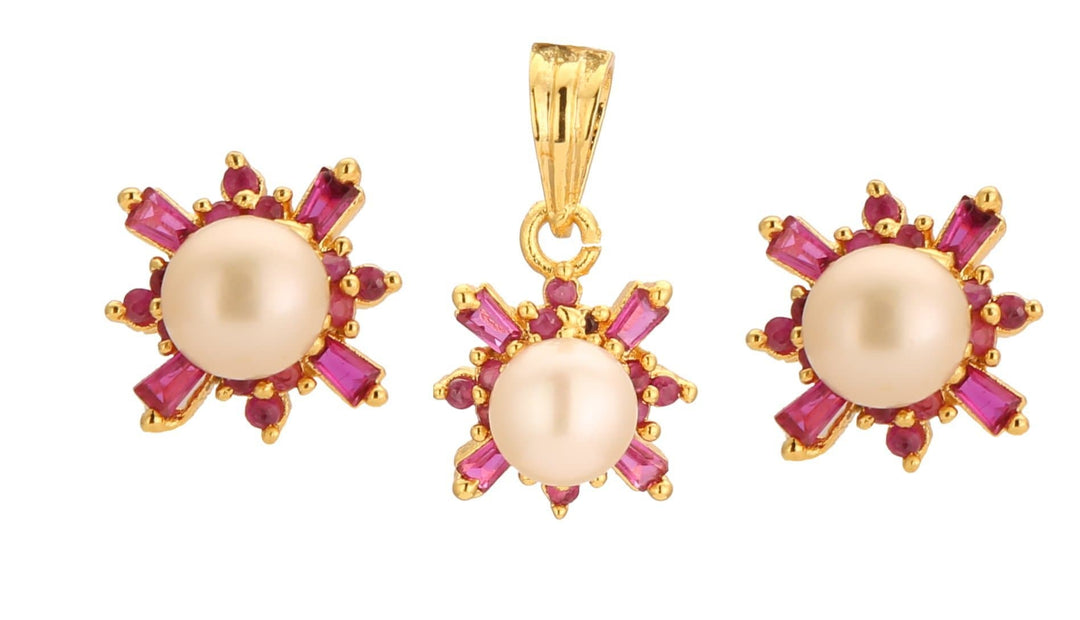 Pearls Pendant -Earrings -P0316 KrishnaPearlsandJewellers