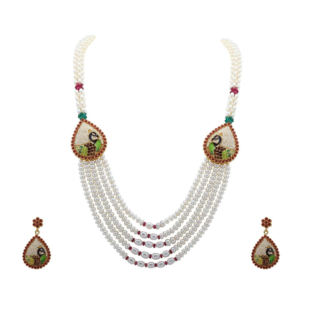 Pearls Set -Peacock Design - H0211. KrishnaPearlsandJewellers