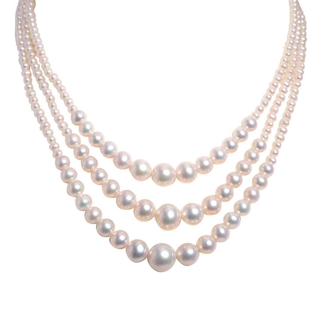 3 Line White Pearl Graduation String S-1921