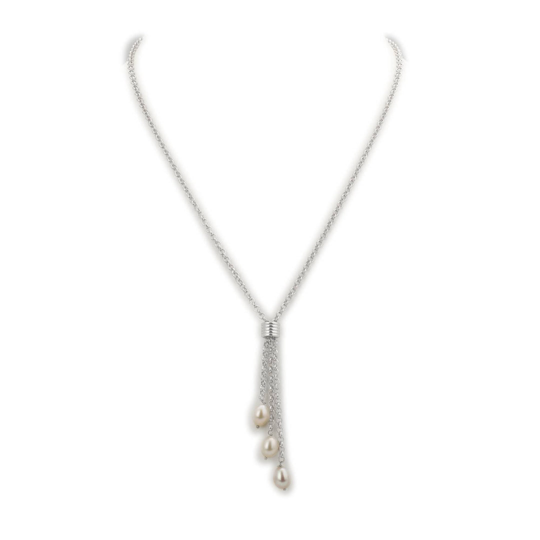 Silver chain with Pearls-FS309 KrishnaPearlsandJewellers