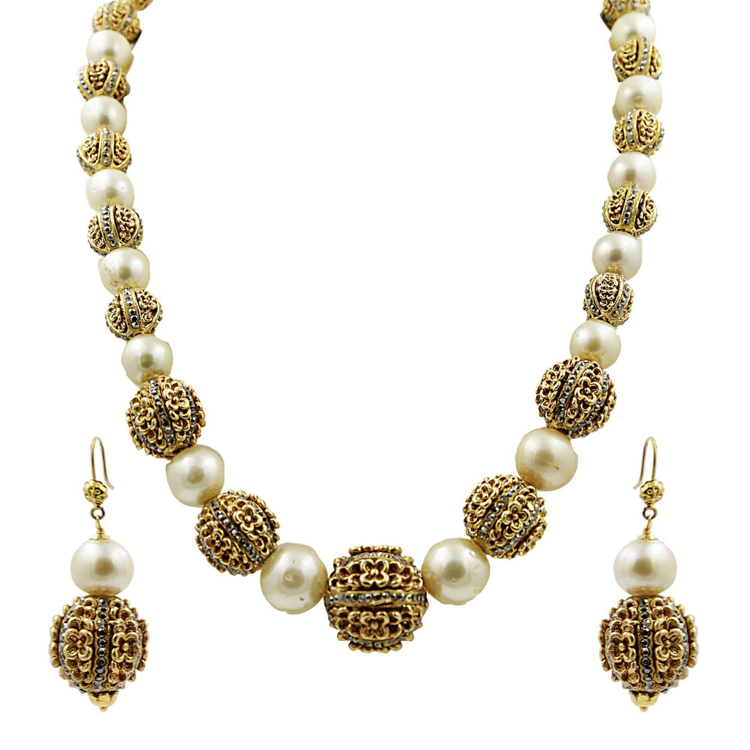 South Sea Pearl -Ball Necklace -Earrings -H2891 KrishnaPearlsandJewellers