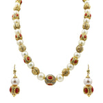 South Sea Pearl Ball Necklace and Earrings Designed with Multi Stones -H2895 KrishnaPearlsandJewellers