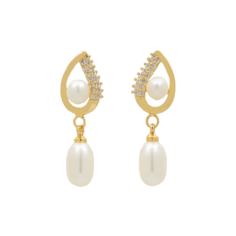 Alloy Tops Pearl Hanging Yellow Polish Cz T4531