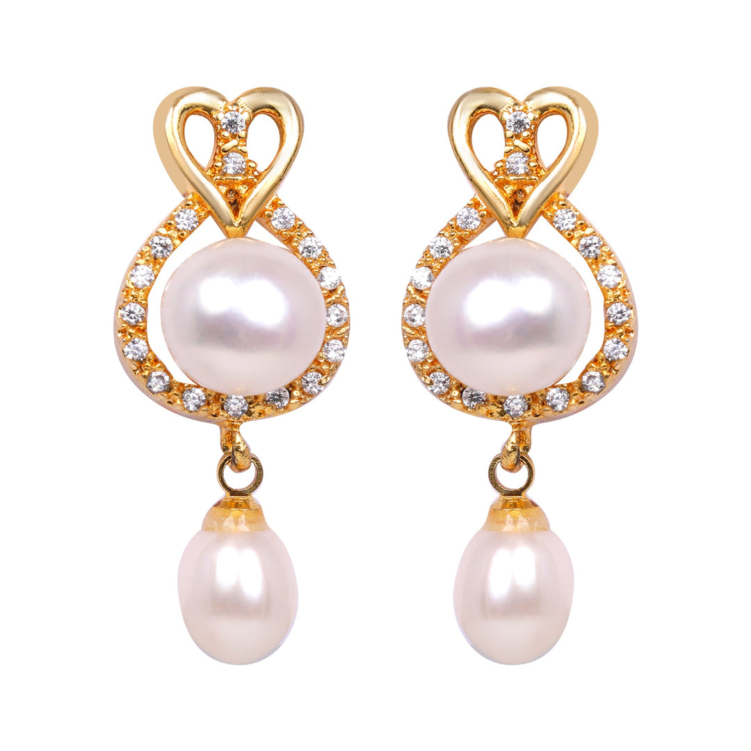 White Pearl drop shape pendant with Earrings T0926