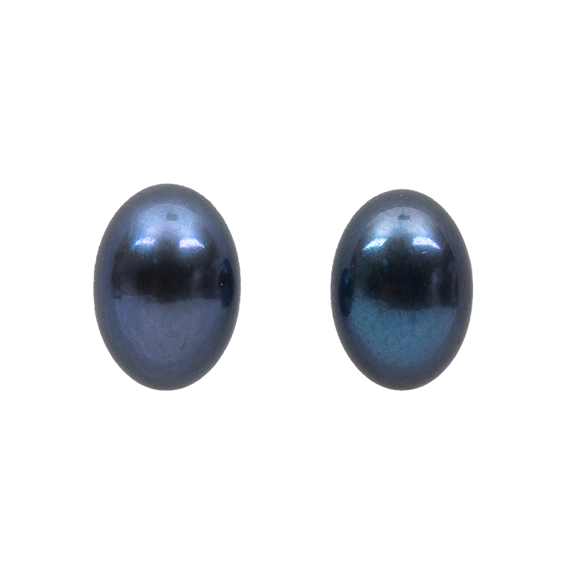 Alloy Tops Black Pearl Studs White Polish 11-12 Mm T1212