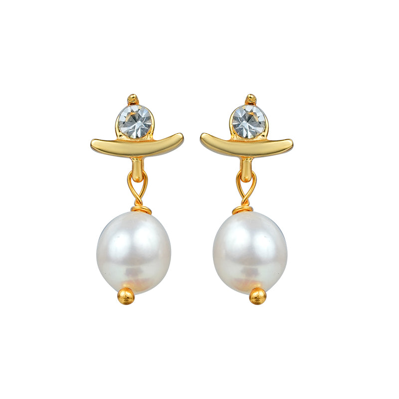 WHITE PEARL EAR RINGS - T1534 Krishnapearlsandjewellers