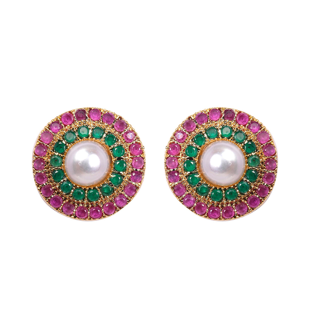 White pearl with semi precious's stones Earrings T3033