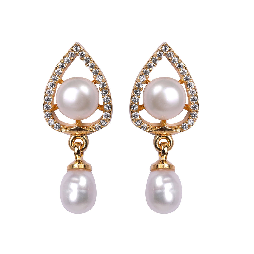 White pearl Hanging Earrings T4279