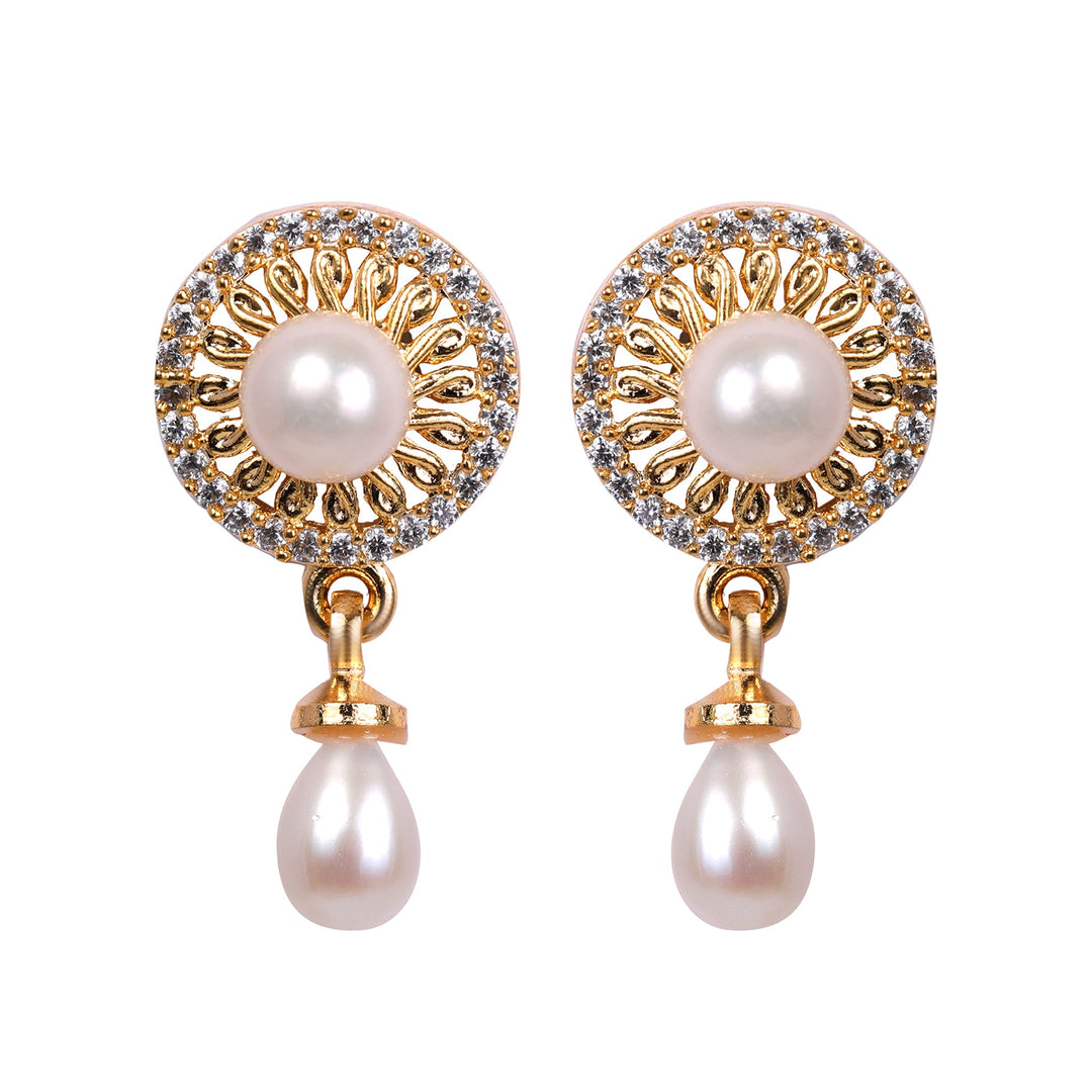 White Pearl Hanging Earrings T4283
