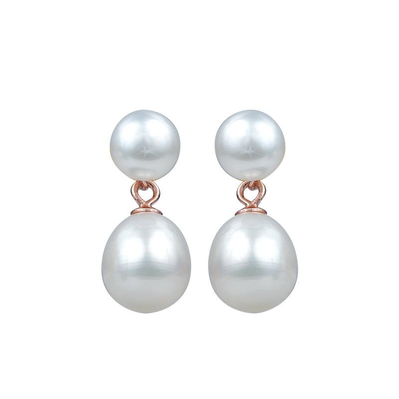 WHITE PEARL EAR RINGS - T4373 Krishnapearlsandjewellers