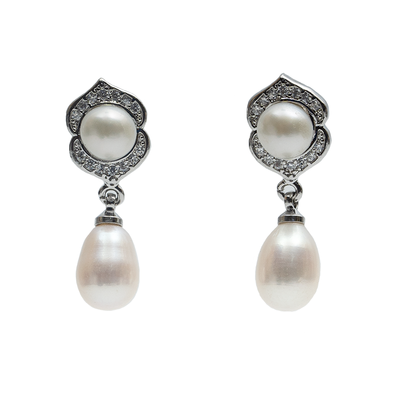 Alloy Tops Pearl Hanging White Polish Cz T4513