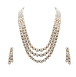 Load image into Gallery viewer, Three Line Pearl Chains with CZ Earrings - SH133 KrishnaPearlsandJewellers