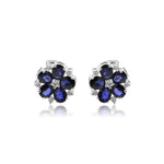Load image into Gallery viewer, White Gold Diamond Earrings-Blue Sapphire -GTBS312 KrishnaPearlsandJewellers
