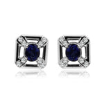 Load image into Gallery viewer, White Gold earrings with Diamond and Blue Sapphire -GTBS079 KrishnaPearlsandJewellers