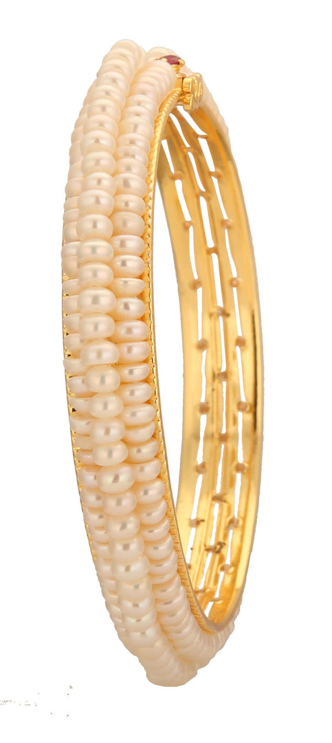 White Seed Pearl Bangles - B0672 KrishnaPearlsandJewellers