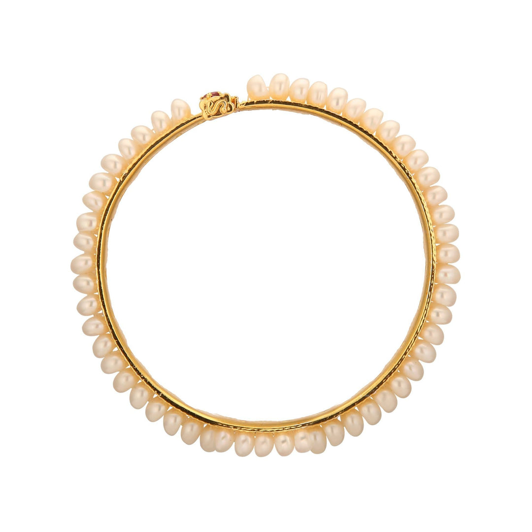 White Seed Pearl Bangles - BG102 KrishnaPearlsandJewellers
